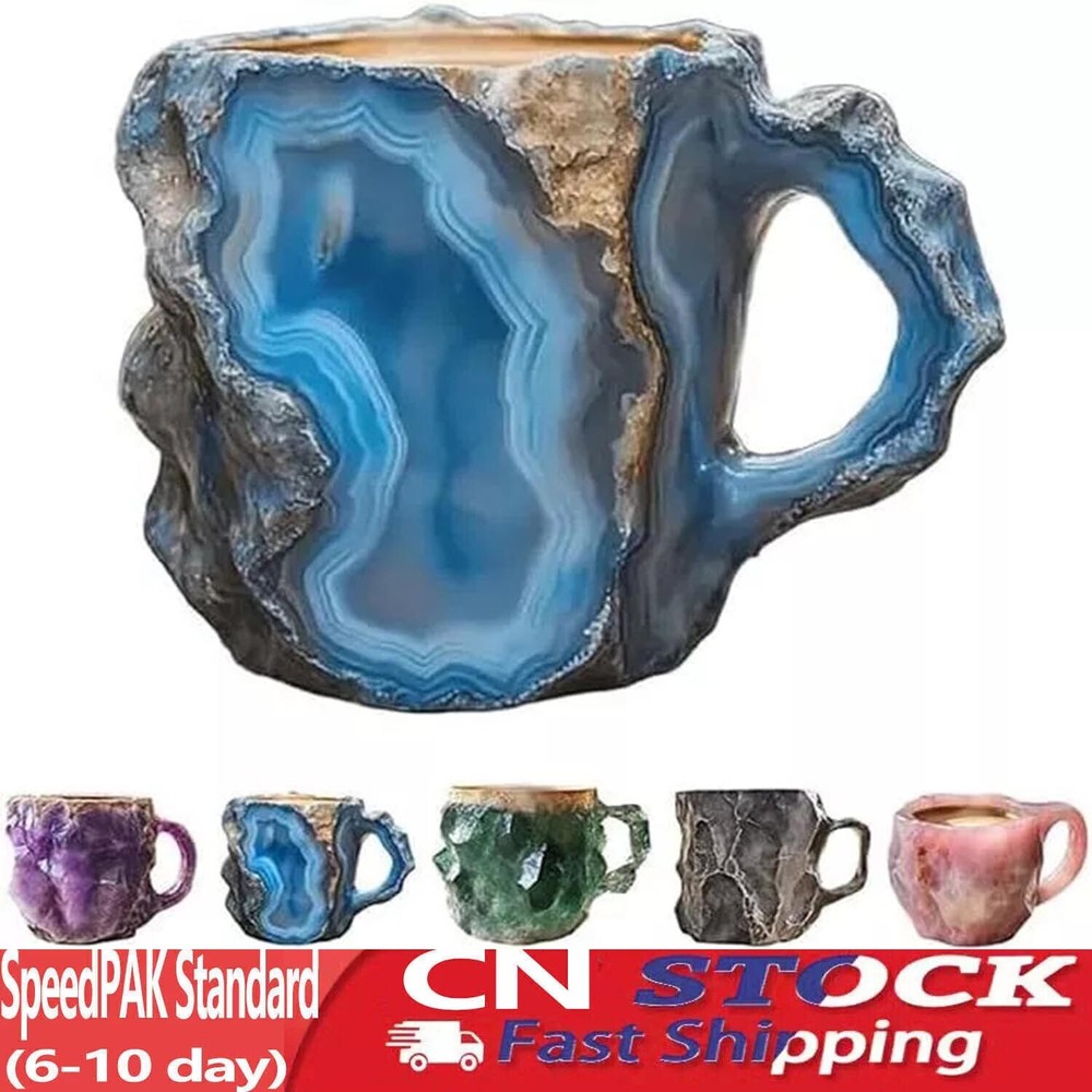 Mineral Crystal Coffee Cup 400ml Resin Crystal Mugs Agate Crystal Decorative Cup