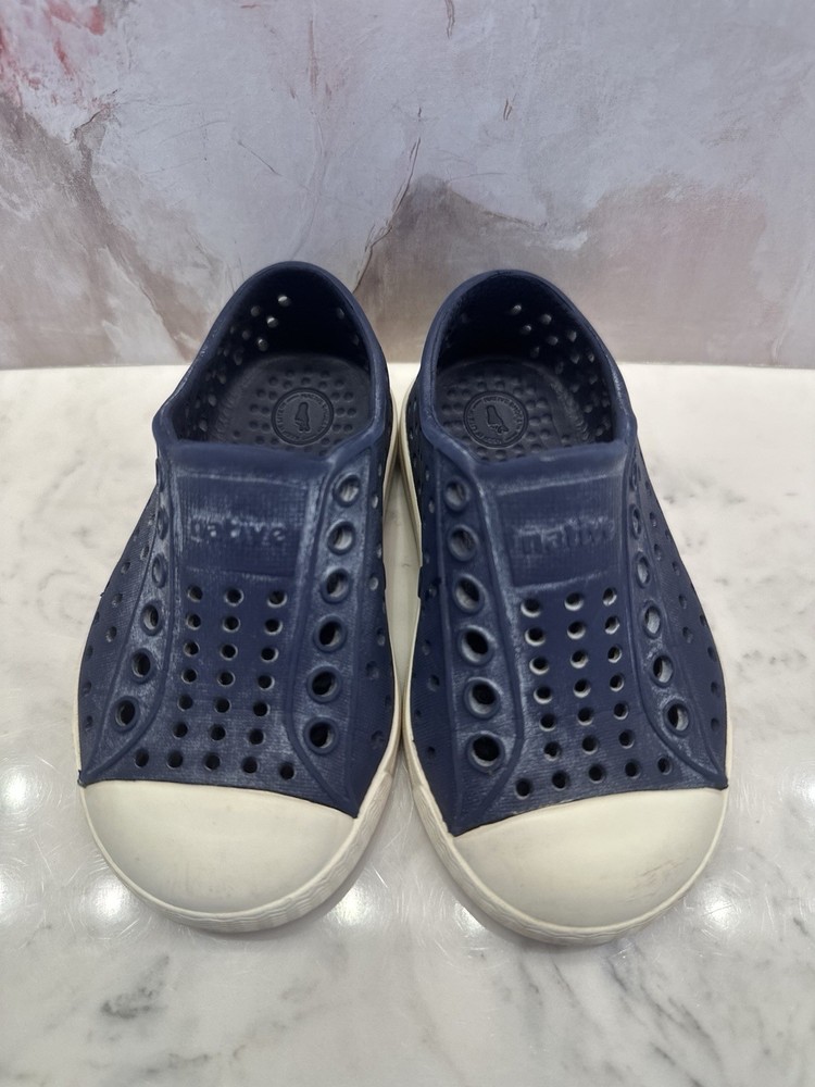 Native Jefferson Kids C5 Slip-On Shoes Navy Blue Rubber Water Shoes Lightweight