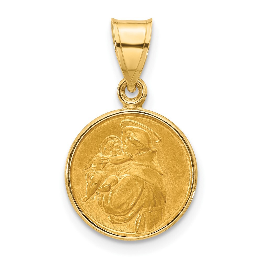 14k Yellow Gold Polished and Satin St. Anthony Medal Pendant L-0.86 Inch 1.24gm