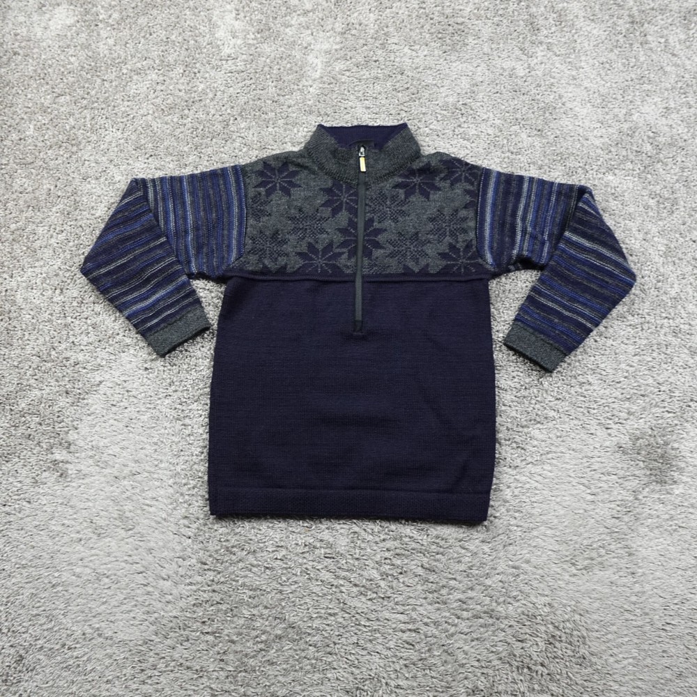 Dale Of Norway Sweater Mens XS Fair Isle Nordic Black Wool 1/4 Zip