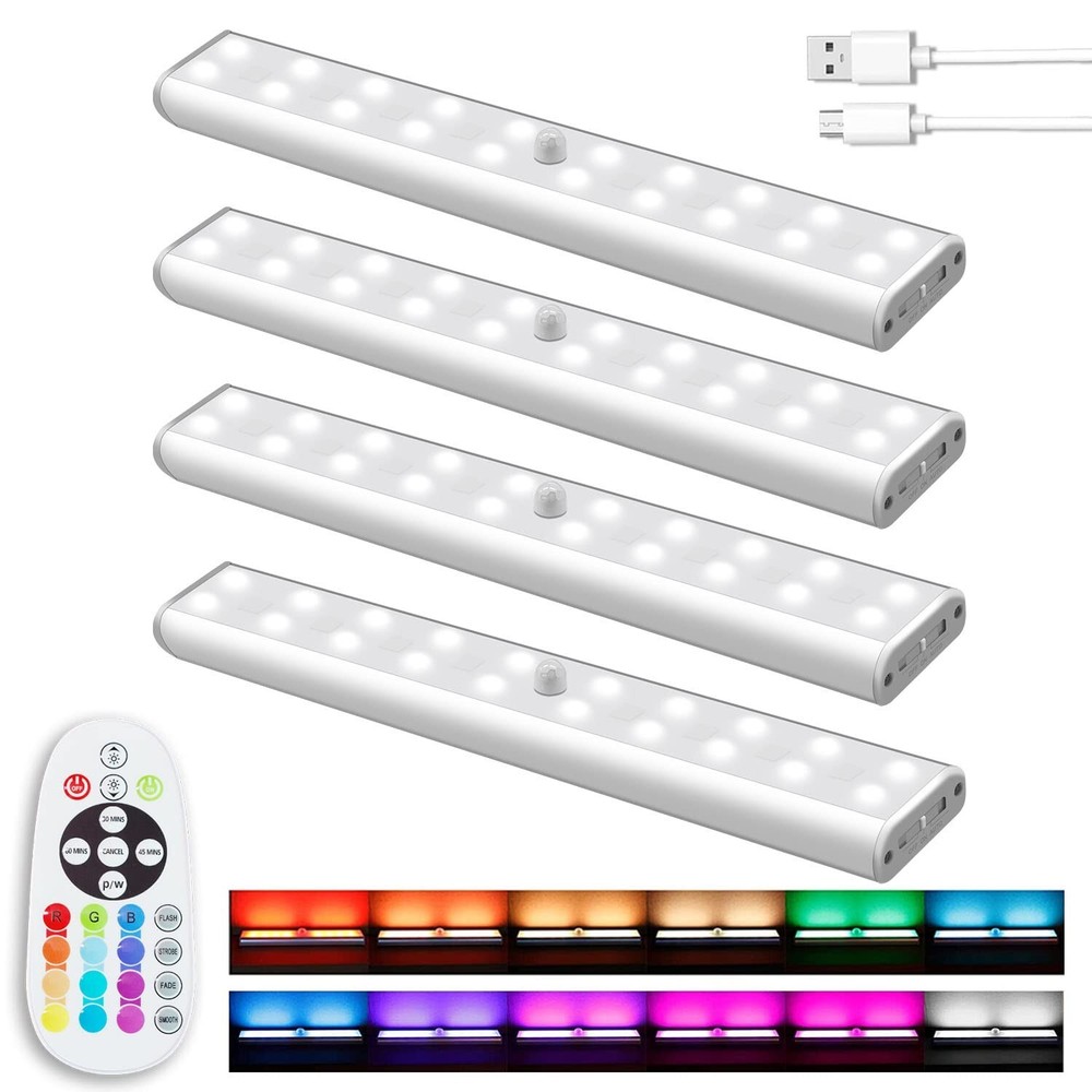 Under Cabinet Lights Wireless, Dimmable 48 LED Closet Lights Rechargeable, Un...