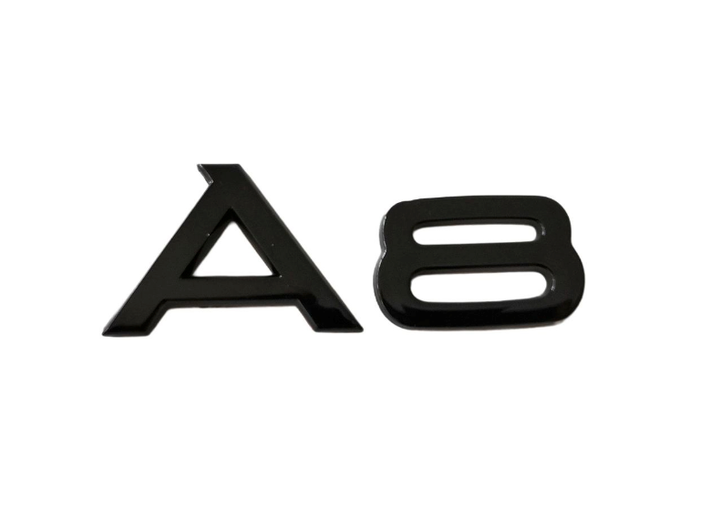 Glossy Black FIT AUDI A8 REAR TRUNK EMBLEM BADGE NAMEPLATE DECAL LETTER NUMBER
