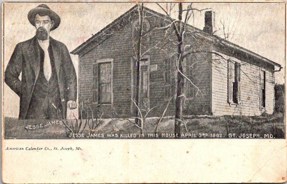 Jesse James was killed in St. Joseph Mo. postcard 1908