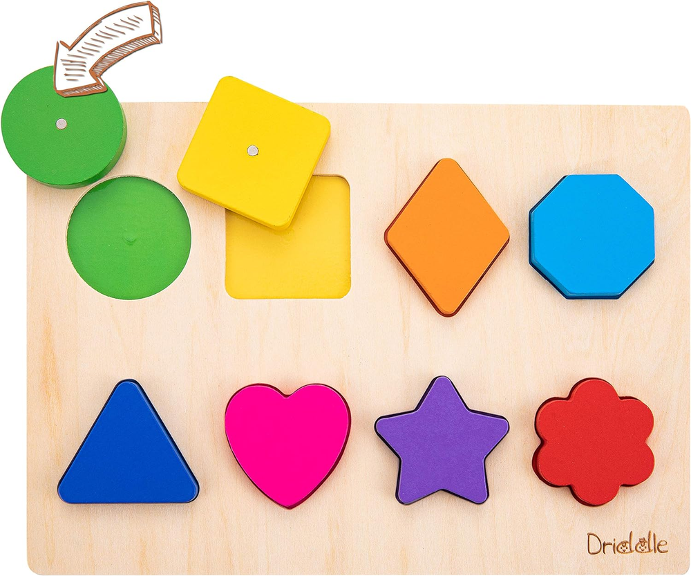 Magnetic Wooden Educational Shape Puzzle - Learn Colors & Shape Recognition Toy