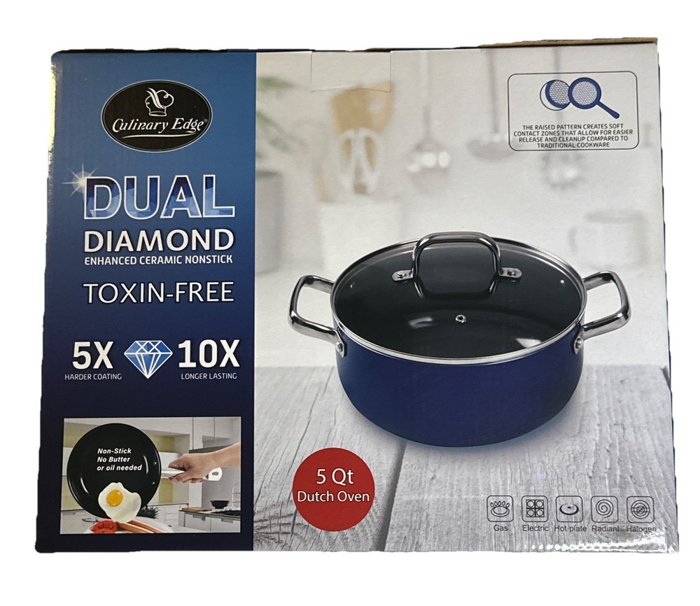 Dual Diamond 5 Quart Non Stick Dutch Oven New