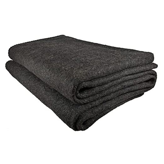 Extra Large Dark Gray Wool Blanket with Zippered Bag for Warmth