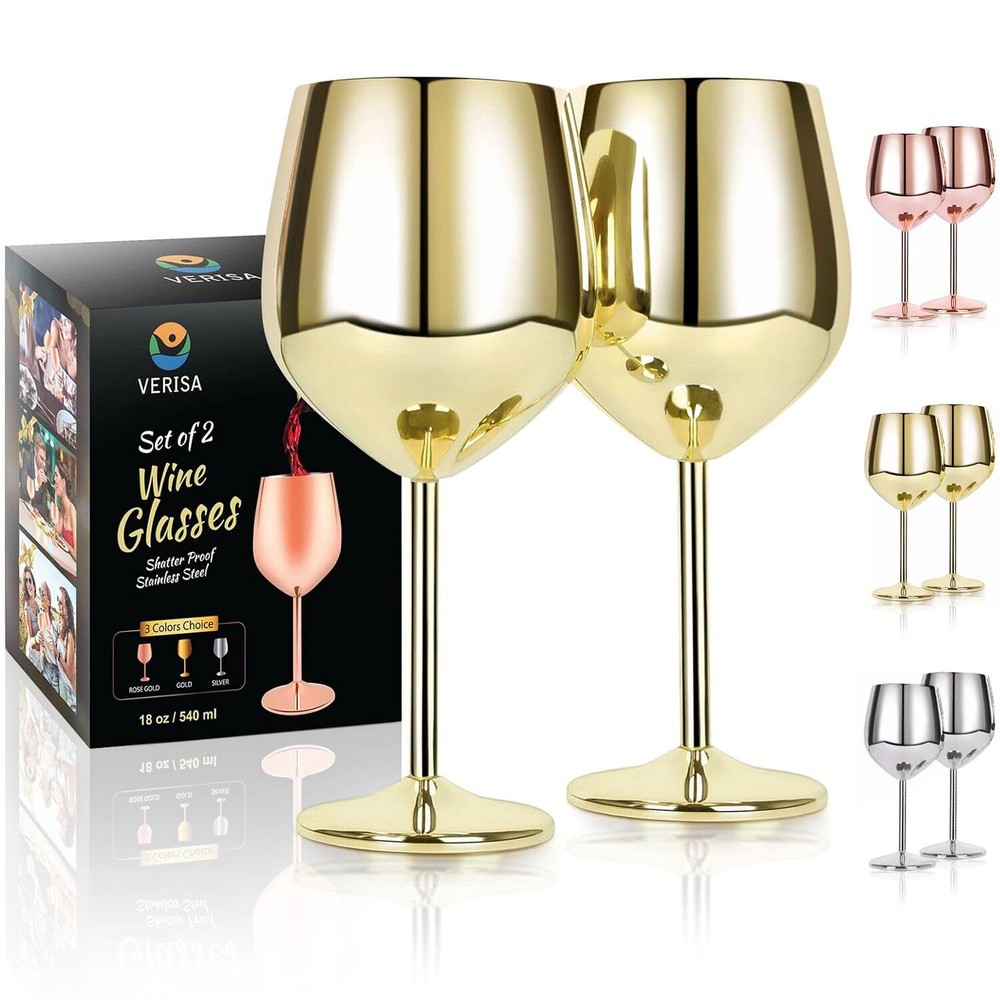 18oz Stainless Steel Stemmed Wine Glass Unbreakable Durable