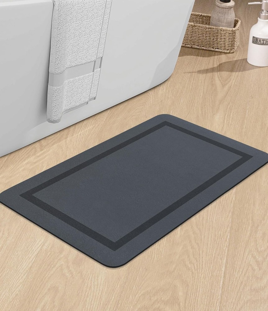 Non-Slip Dark Grey Bathroom Mat 1.5x2 Feet Rectangular Rugs