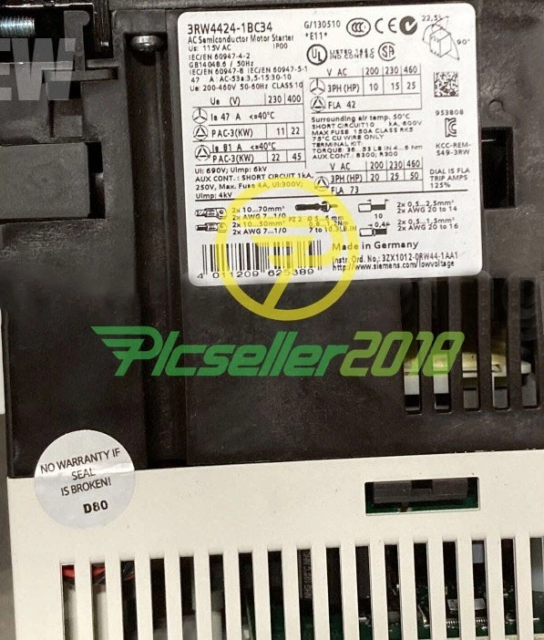 3RW4424-1BC34 NEW SIEMENS 3RW4424 -1BC34 SIRIUS Soft Starter 22kW 3RW44241BC34