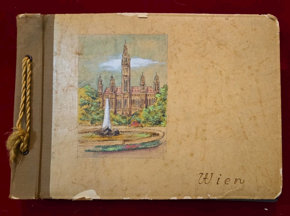 Vintage 1950 American Family Photo Album in Vienna Austria Gold String Tied