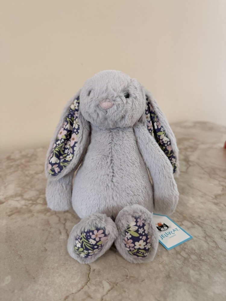 AUTHENTIC Jellycat Little Blossom Silver Bunny 'Bloom'- NWT- FAST SHIP