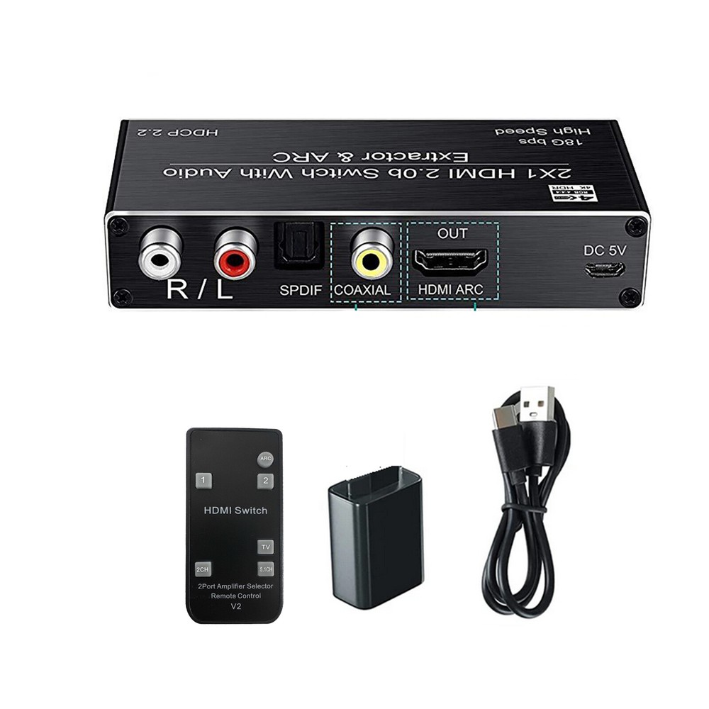 4K HDMI Audio Extractor Splitter 2 In 1 Out with ARC Switcher