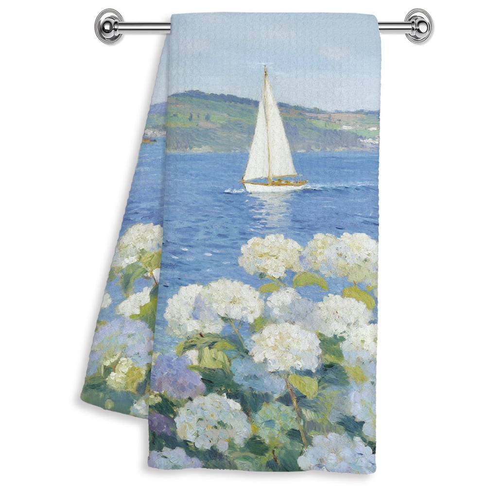Blue Coastal Nautical Hand Dish Tea Towels for Kitchen Bathroom Beach House D...