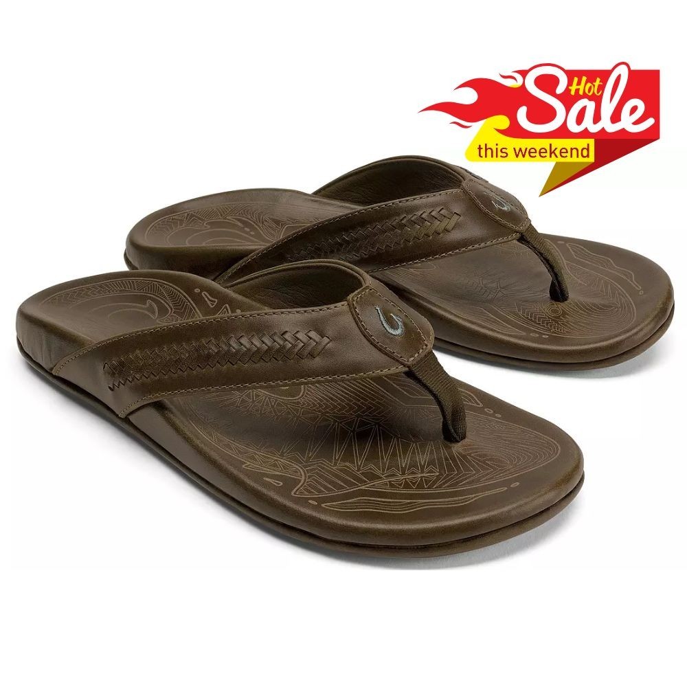✨SALE🎁 OluKai Men's Mea Ola Flip Flop Mustang/Tan