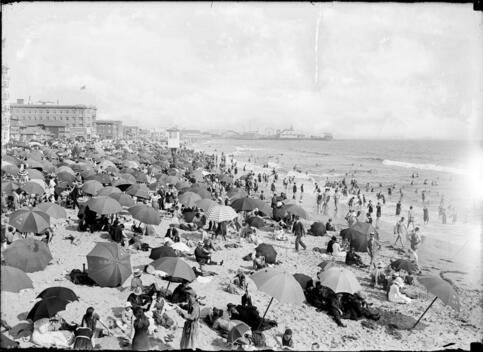 Ocean Park Beach In Santa Monica Crowded With Bathers 1910 California Old Photo