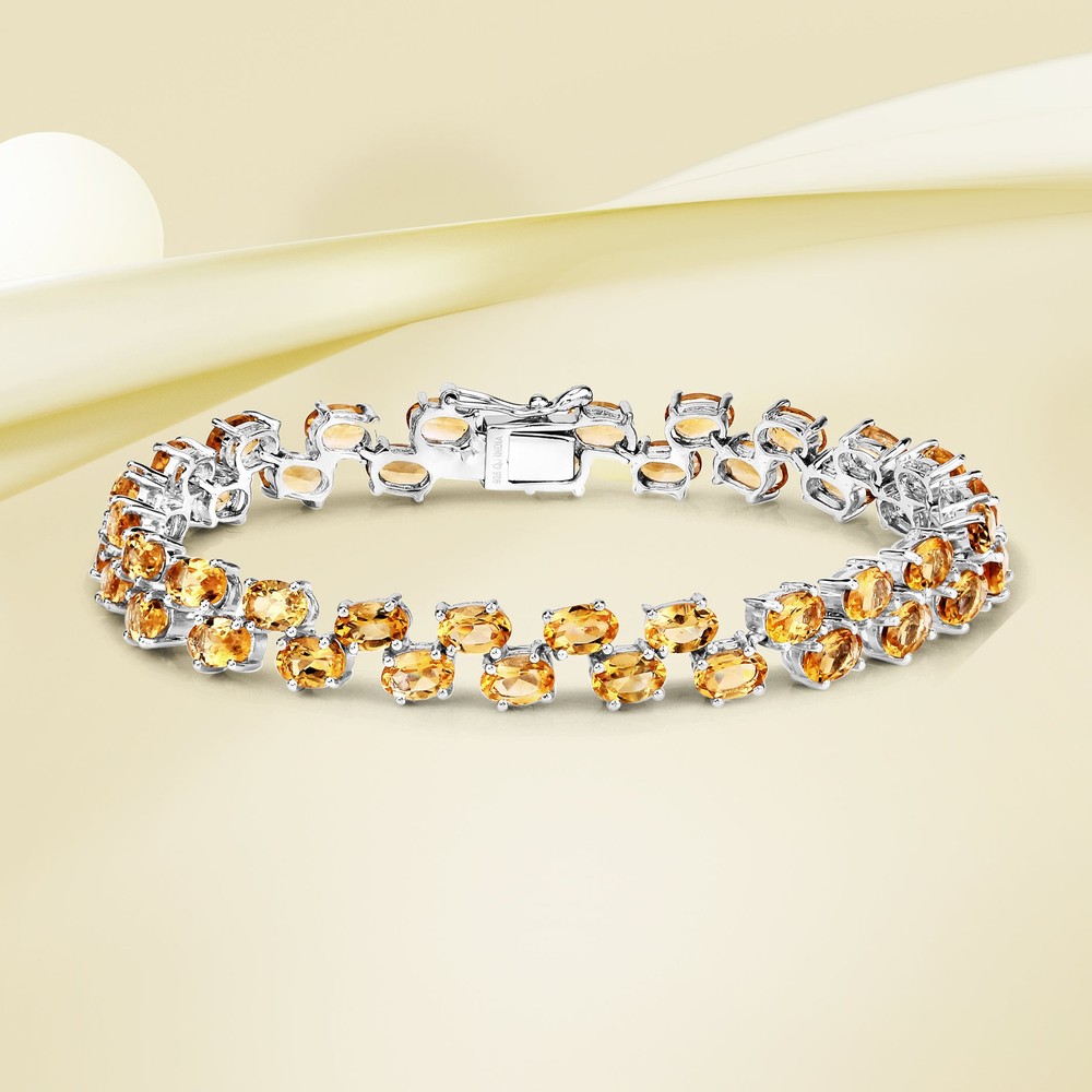 19.78 Carat Genuine Citrine Sterling Silver Bracelet for Women