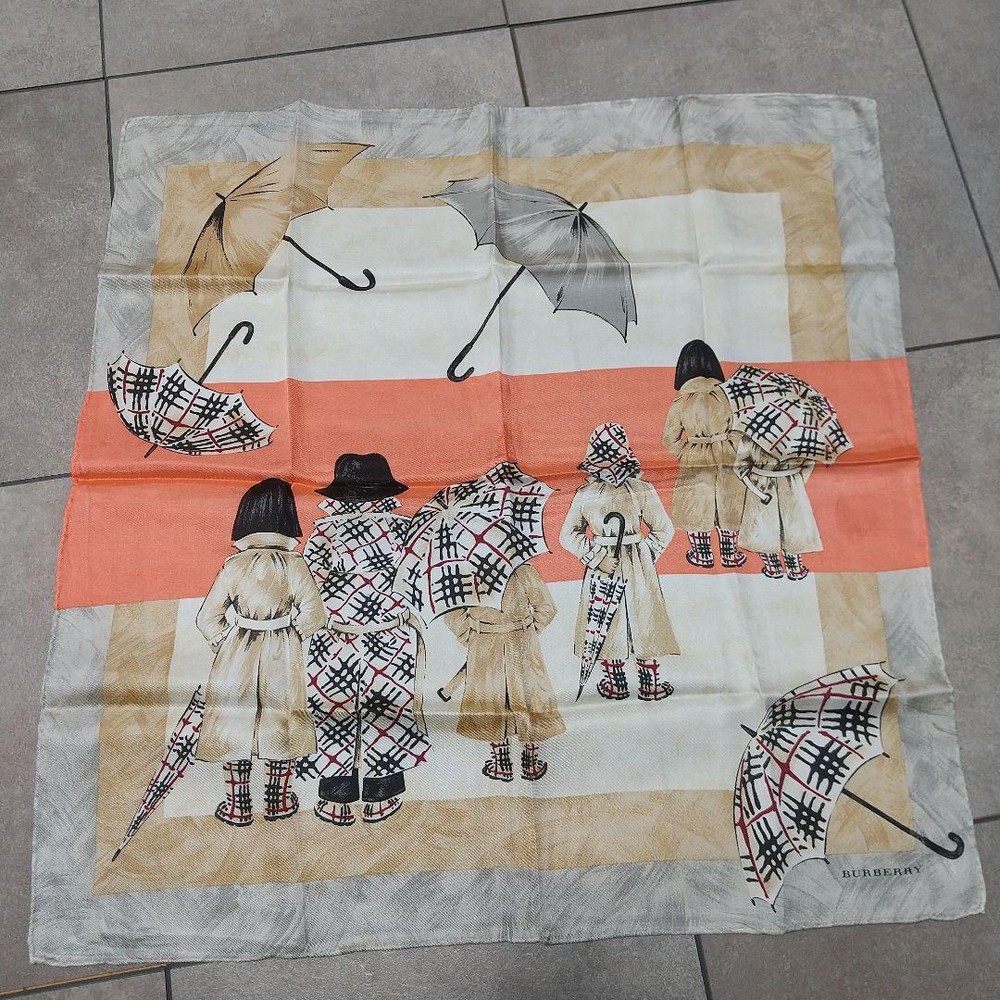 Burberry Super Vhtf Pattern Vintage Silk Cotton Blend Mini Scarf Lap Blanket Wom