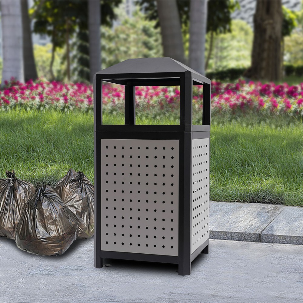 15 Gal Commercial Waste Container Outdoor Trash Can Garbage Enclosure w/Ashtray