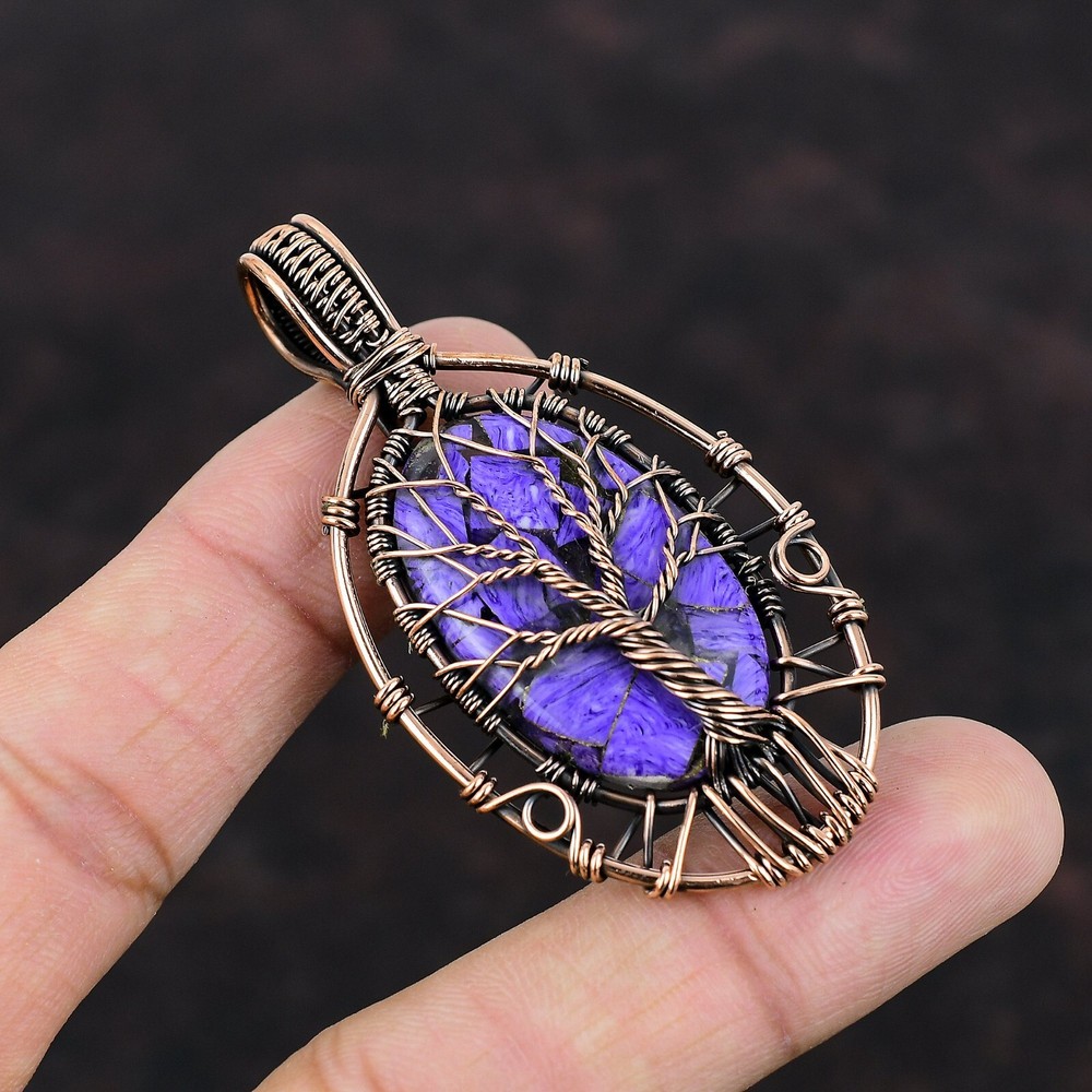 Christmas Sale Copper Natural Copper Russian Charoite No Stone Wedding Pendant-image