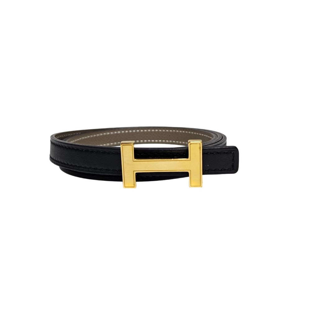 Hermès Black with Gold H Leather Belt