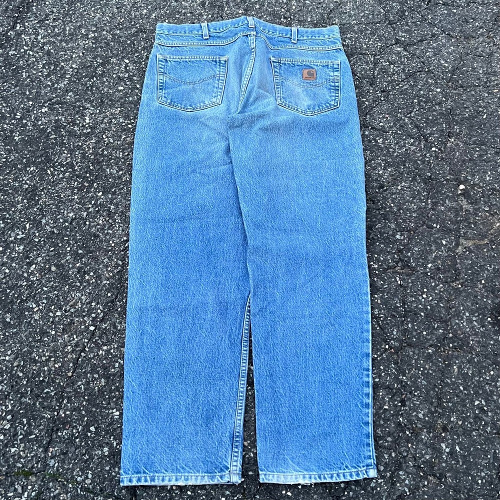 Vintage Y2K faded denim blue jeans Carhartt work wear carpenter pants