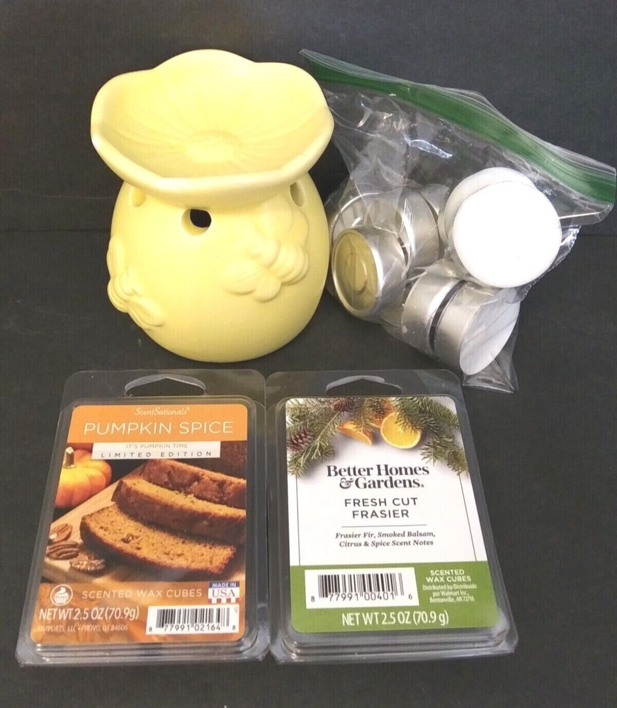 Yellow Ceramic Wax Warmer Set with 24 Tarts & 10 Tea Lights