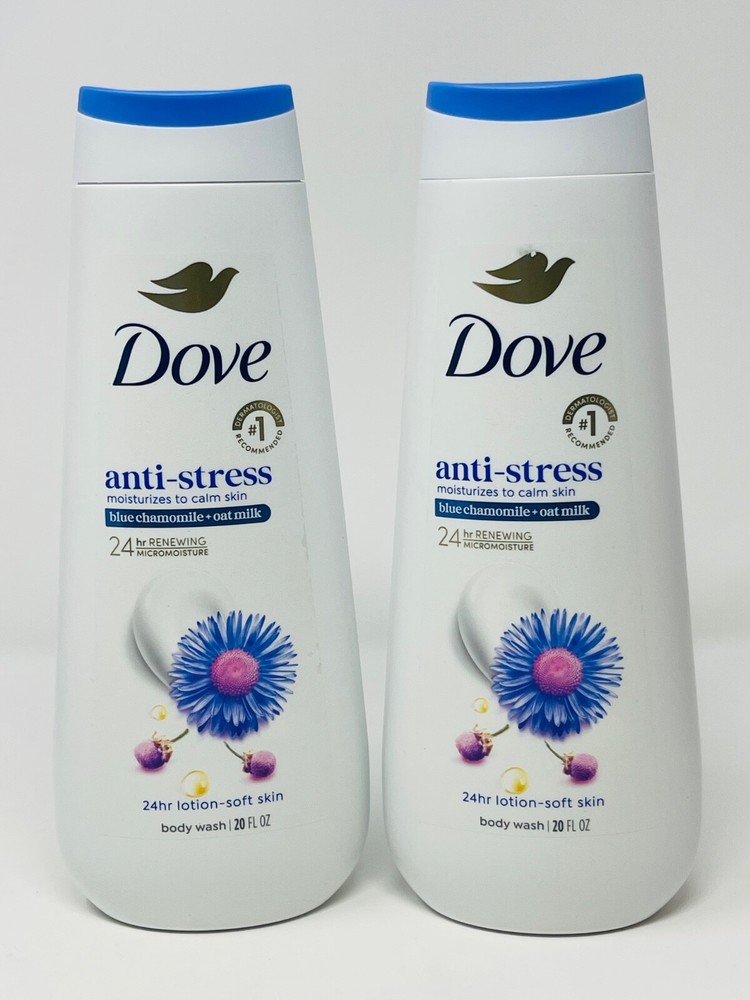 Dove Anti-Stress Blue Chamomile & Oat Milk 24hr Moisturizing Body Wash for Soft Skin