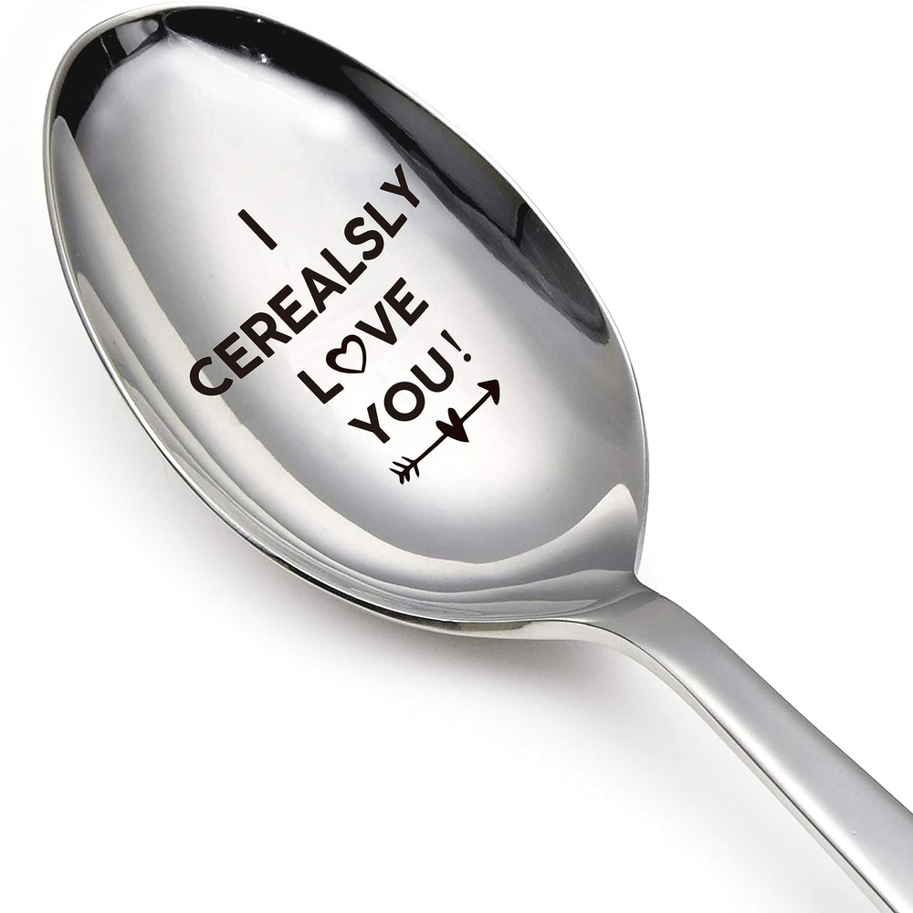 Funny Engraved Stainless Steel Spoon, I Cerealsly Love You Spoons, Cereal and...