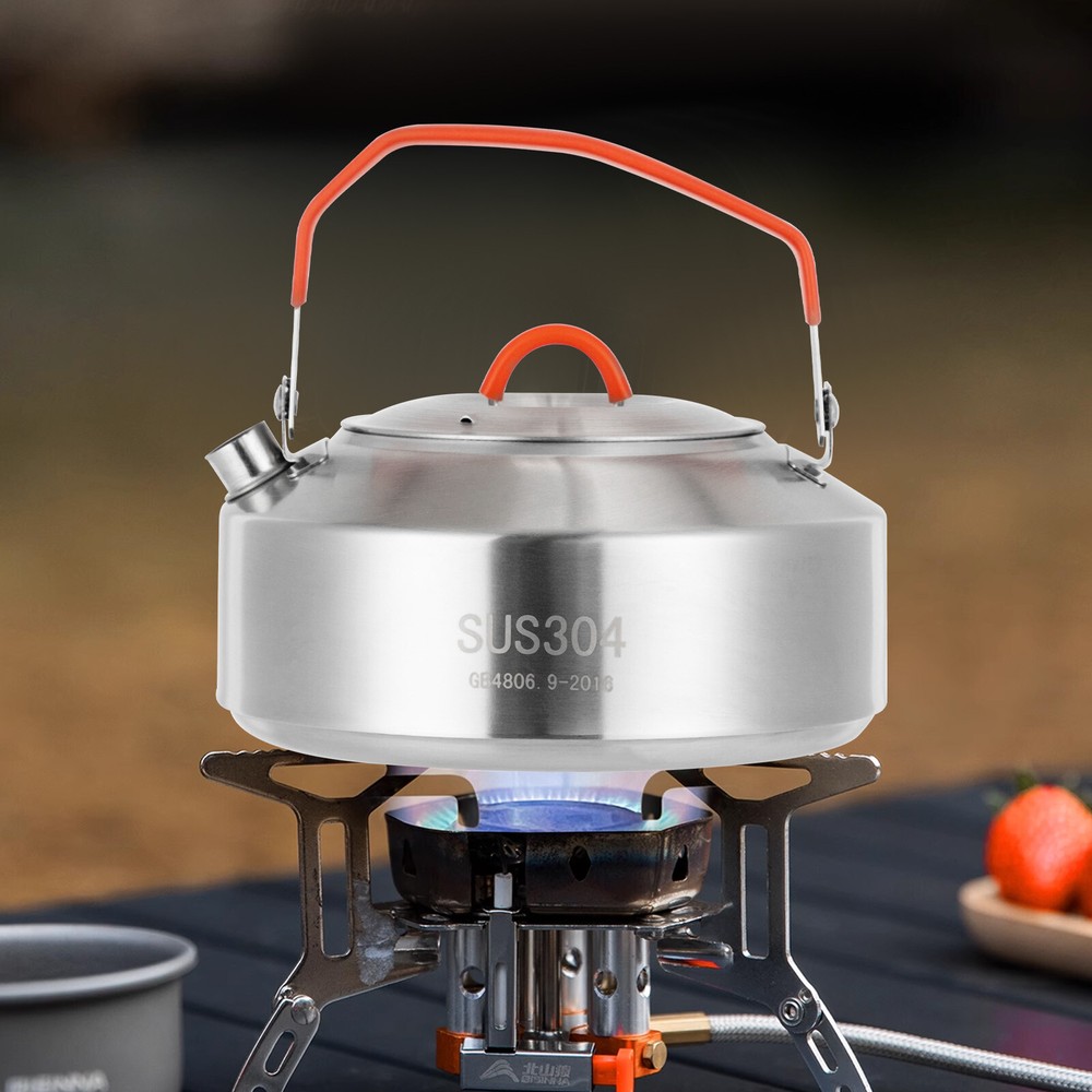 1L Portable Stainless Steel Coffee Tea Pot Hot Water Kettle Camp Trip Health Pot