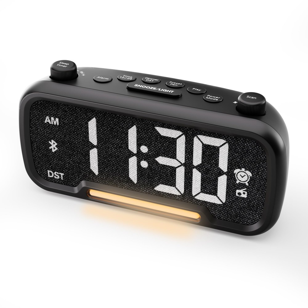 Bluetooth Alarm Clock Radio with FM, USB Charging & Night Light