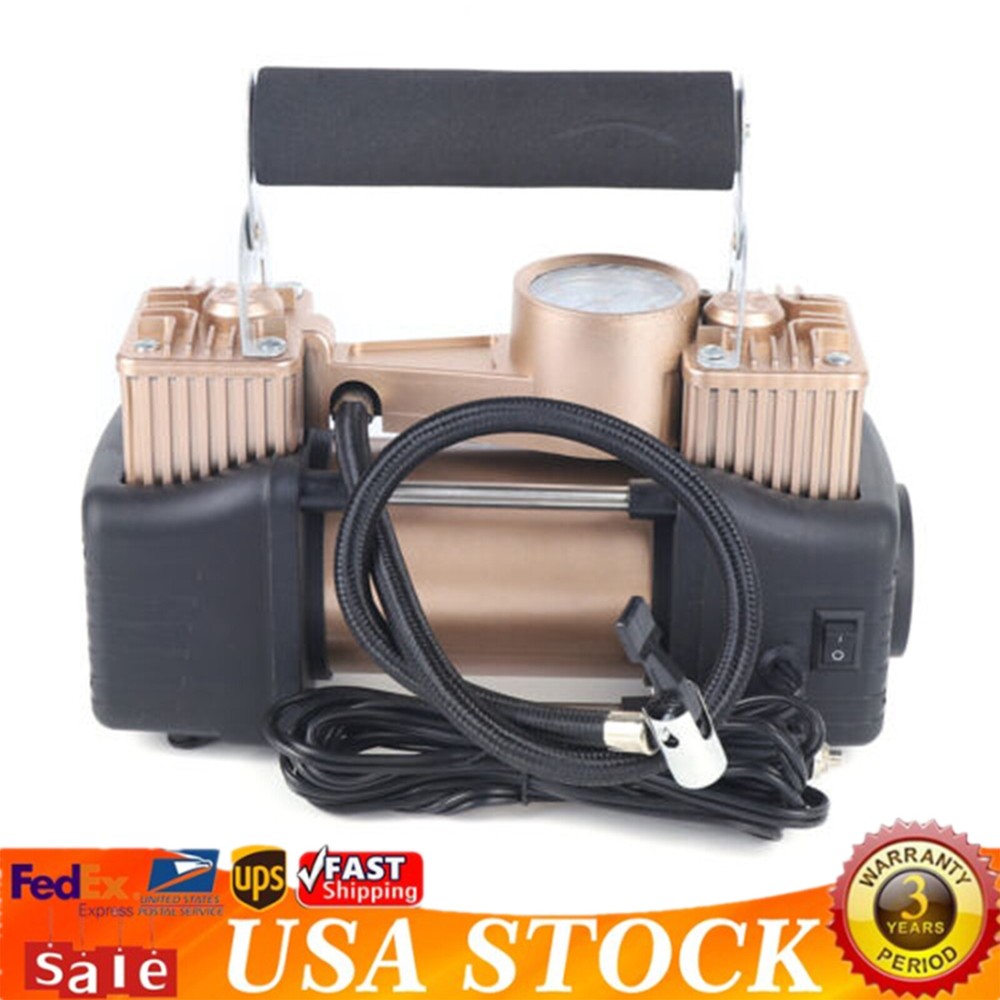 12V Heavy Duty Double Cylinder Air Pump Compressor for Car Tires 150PSI