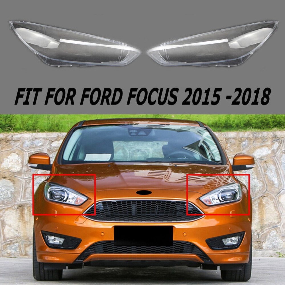 2PCS For Ford Focus 15-18 Transparent Shell Headlamp Cover Shade Headlight Lens