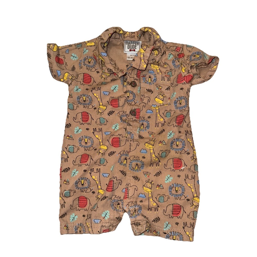Dapper Dude Baby Boy Clothing Size 3-6m Zoo Animals Outfit