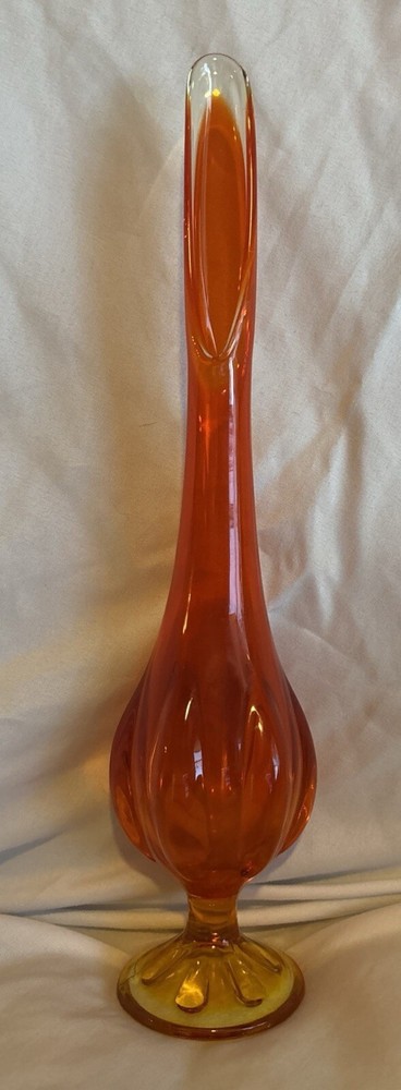 Amberina Art Glass Mid Century Modern  Swung Vase 12 1/4 In EUC