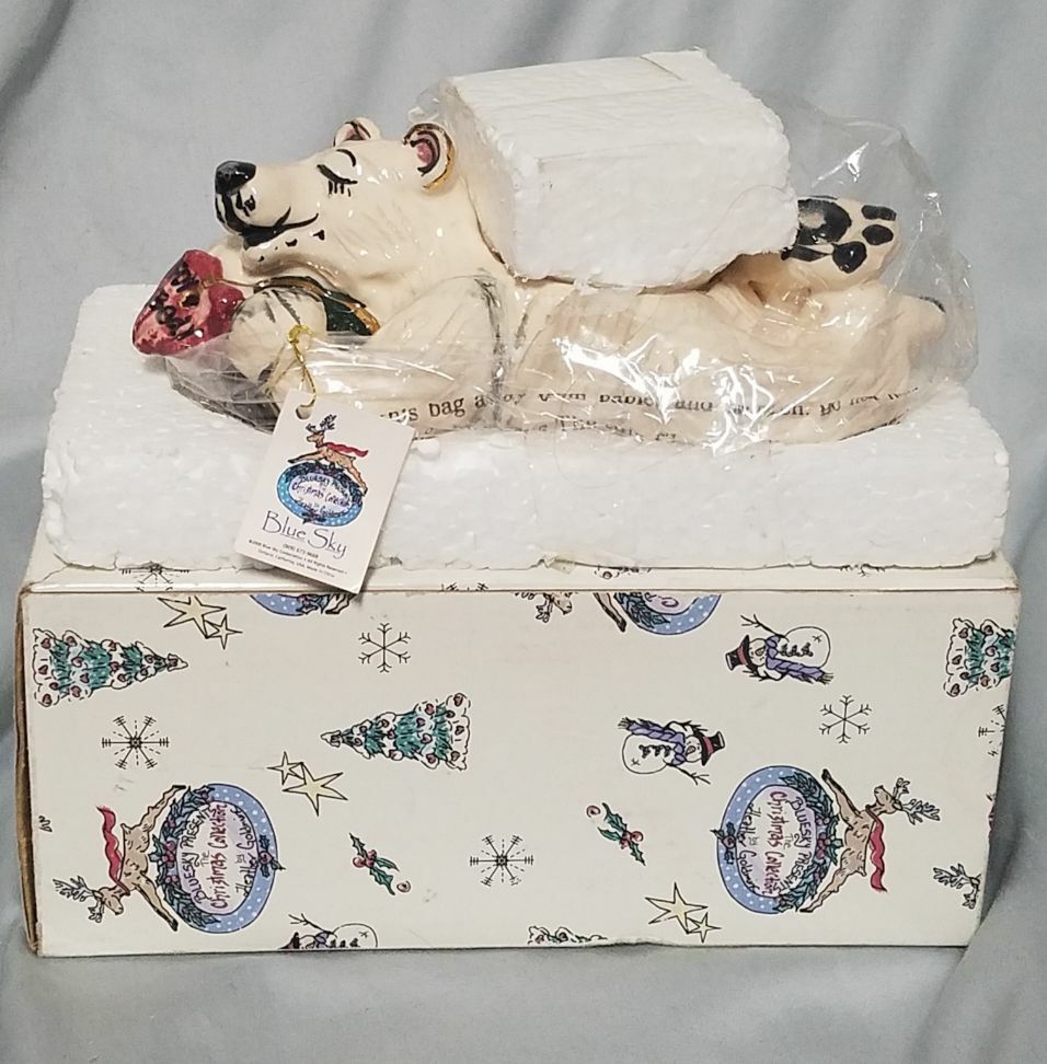 Heather Goldminc Blue Sky Christmas Polar Bear Tea Light Candle Holder