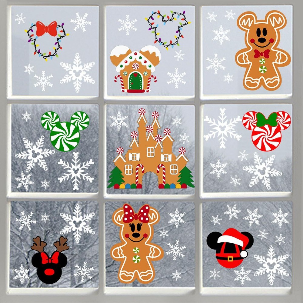 9Sheets Christmas Window Clings Gingerbread Christmas Party Decorations Ginge...