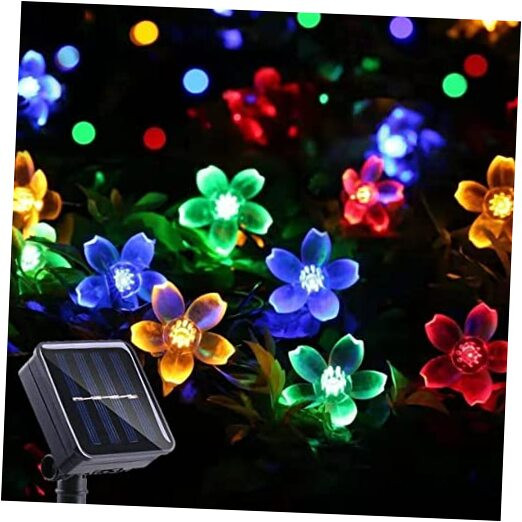 50 LED Solar-Powered Waterproof Multicolor Flower Fairy Lights for Outdoor Decor
