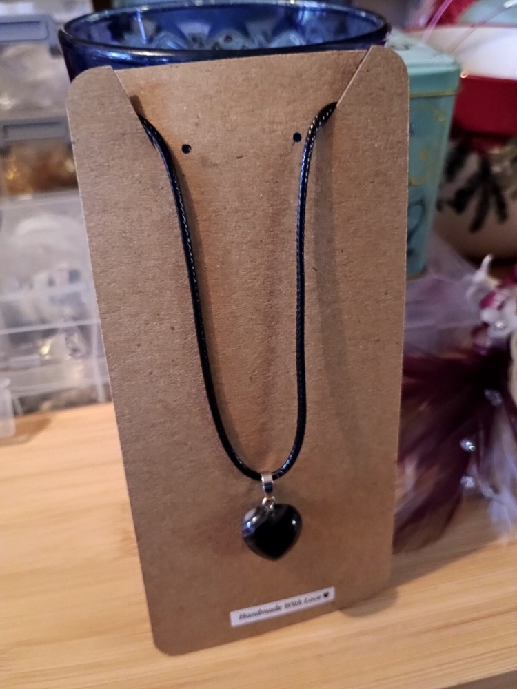 Necklace -Dangle Drop Choker Necklace - Heart Gemstone