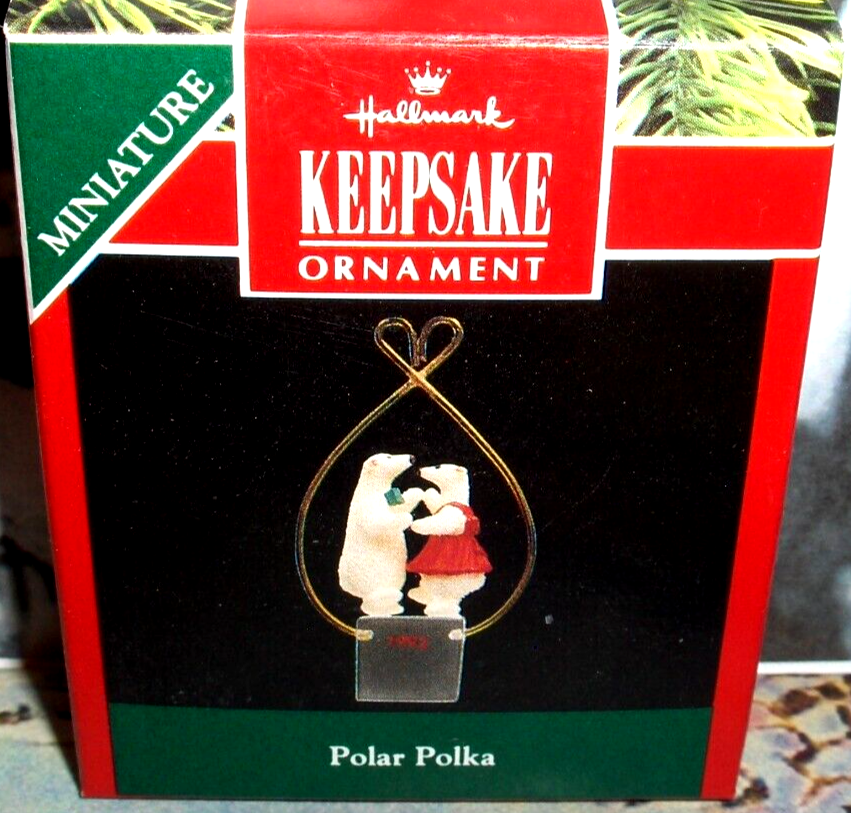 Polar Polka`1992`Miniature-Bears Dance On Ice Cube,Hallmark Christmas Ornament