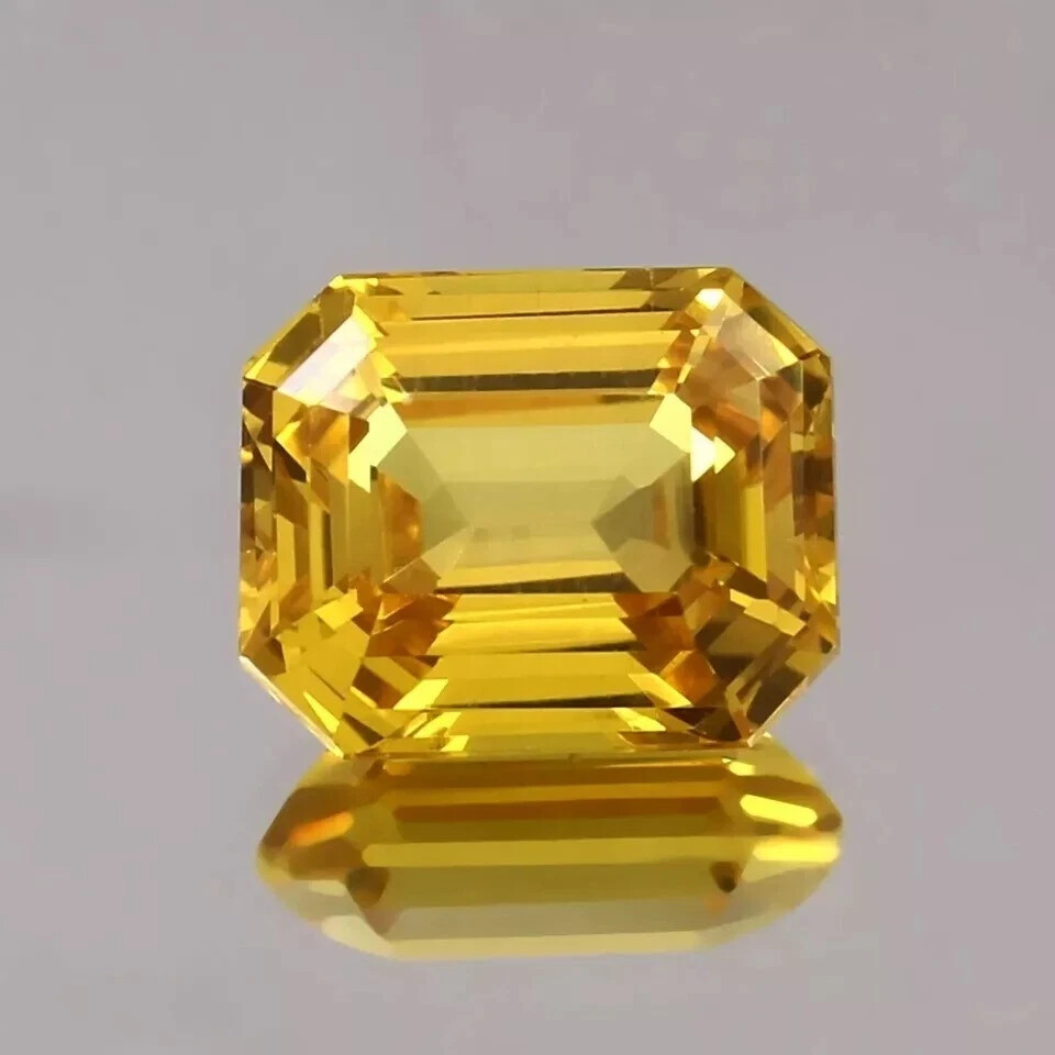 AAA Natural Flawless Ceylon Yellow Sapphire Loose Gemstone 6MM Emerald Cut