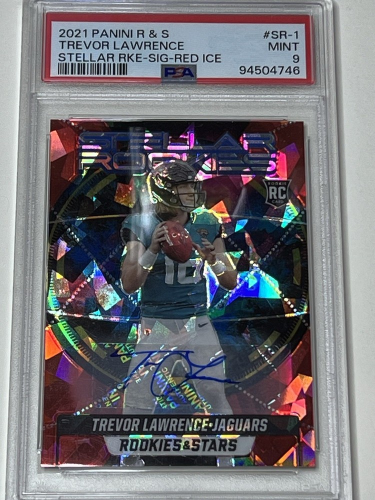 2021 Panini Rookies & Stars -Trevor Lawrence Stellar PSA 9 Red cracked ice RC /3