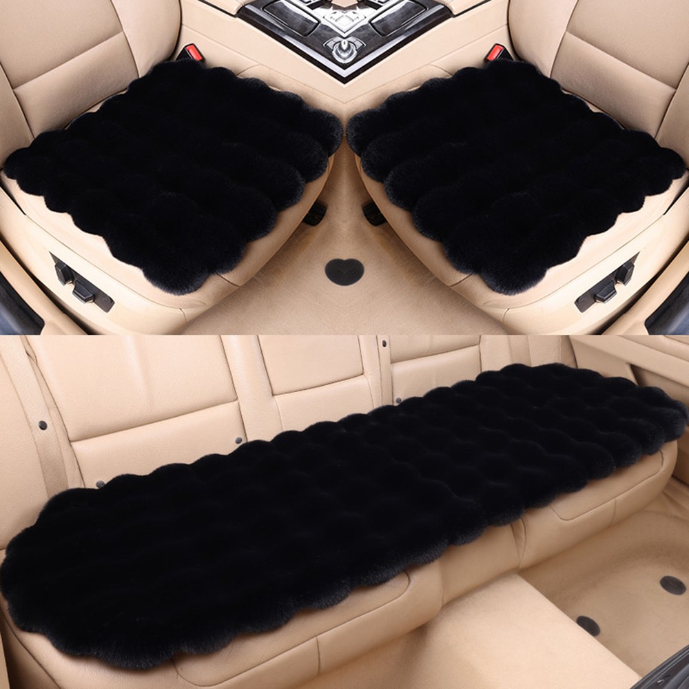 3×Thickened Plush Car Seat Cushion Set Wear Resistant Non-Slip Easy to Clean Q