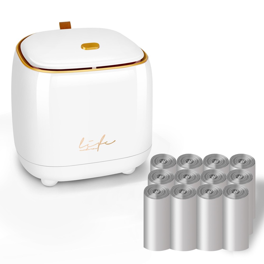 Mini Countertop Trash Can with 12 Rolls of Trash Bags, Desk Trash Can Tiny Tr...