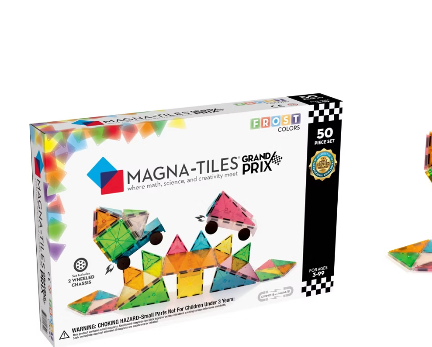 Magna-Tiles Frost Colors Grand Prix 50-Piece Magnetic Building Set