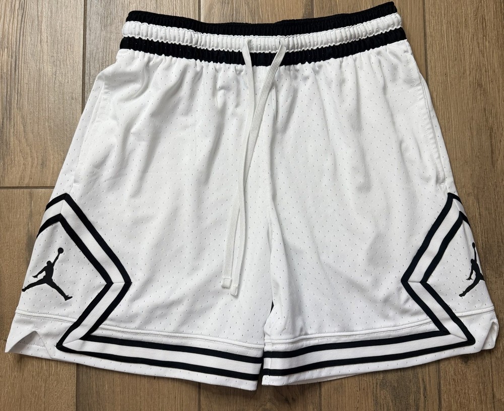 Jordan Sport Men's Dri-FIT Mesh Diamond Shorts White/Black Medium HF9910-100