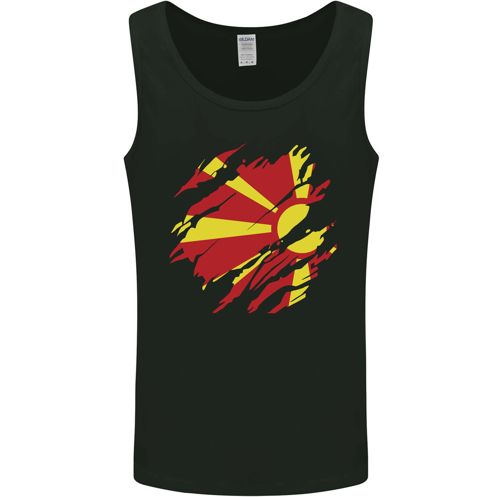 Torn Macedonia Flag Macedonian Day Football Mens Vest Tank Top