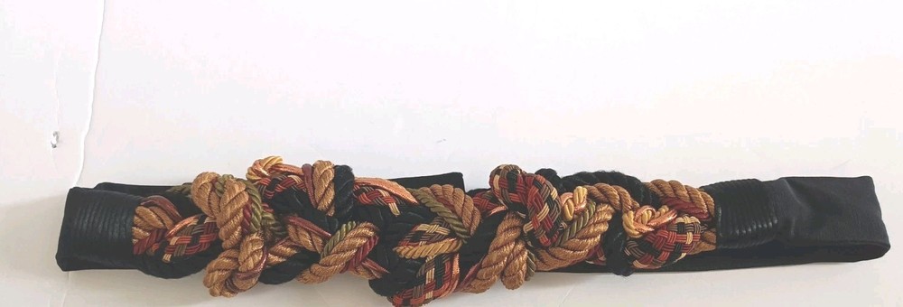 Vintage 80s Brown & Gold Braided Adjustable Belt by Carolyn Tanner Designs Size S-L