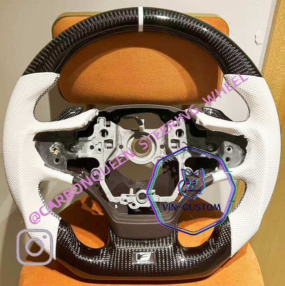 CARBON FIBER  STEERING WHEEL FOR LEXUS ES250/ES300/ES350/UX250 WHITE LEATHER