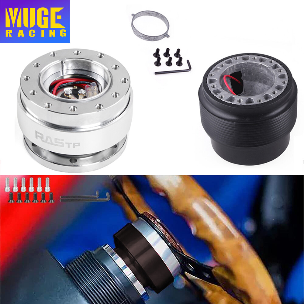 Aluminum Silver Steering Wheel Quick Release & Hub Adapter Kit For 1996-2000 EK