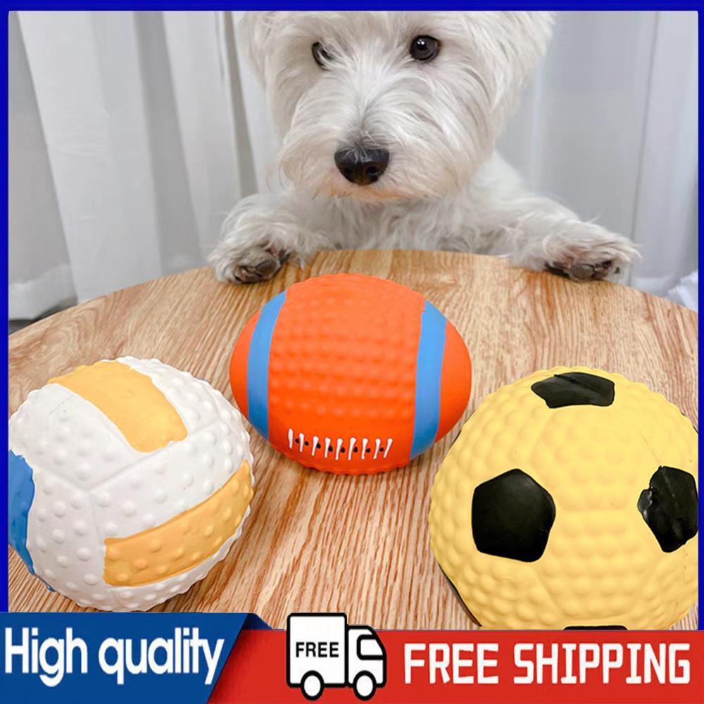 Small Ball Chewable Rugby Stuffed with Fluffy Squeaky Dog Water Toy Pet Supplies